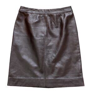 Dark Brown Leather Skirt Sz 6 Jaclyn Smith #173F
